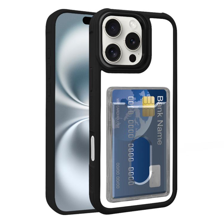 For iPhone Air Electroplated Card Bag Acrylic Hybrid TPU Phone Case(Black) - iPhone Air Cases by buy2fix | Online Shopping UK | buy2fix