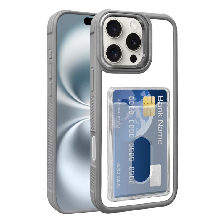 For iPhone Air Electroplated Card Bag Acrylic Hybrid TPU Phone Case(Grey) - iPhone Air Cases by buy2fix | Online Shopping UK | buy2fix