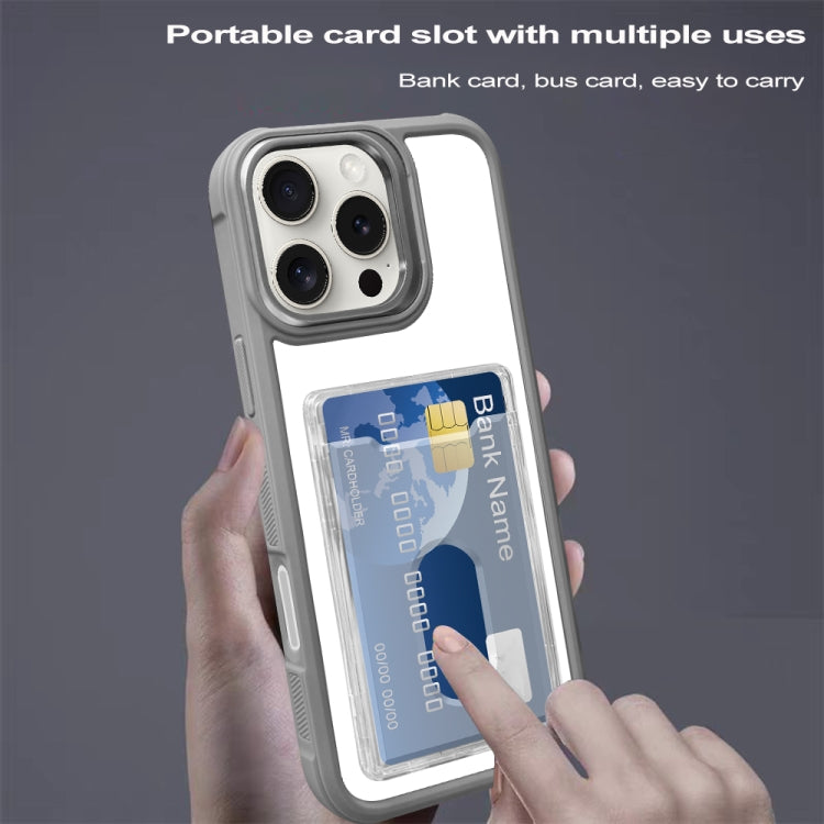 For iPhone Air Electroplated Card Bag Acrylic Hybrid TPU Phone Case(Blue) - iPhone Air Cases by buy2fix | Online Shopping UK | buy2fix