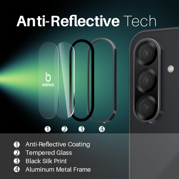 For Samsung Galaxy A26 5G NORTHJO Camera Lens Protector CD Metal Ring Tempered Glass Film(Black) - Galaxy Tempered Glass by NORTHJO | Online Shopping UK | buy2fix