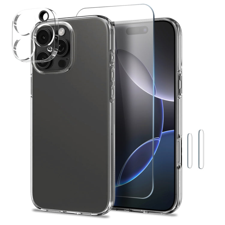 For iPhone 16 Pro NORTHJO 4 in 1 TPU Phone Case with Screen Film and Lens Film and Camera Control Button Cover(Clear) by NORTHJO