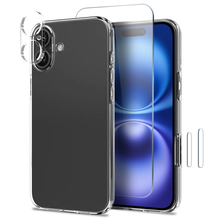 For iPhone 16 Plus NORTHJO 4 in 1 TPU Phone Case with Screen Film and Lens Film and Camera Control Button Cover(Clear) by NORTHJO
