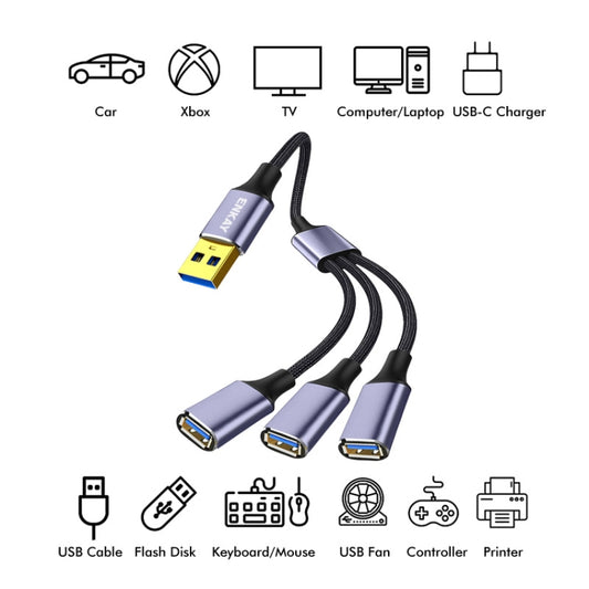 ENKAY ENK-CB172 USB 2.0 to 3 USB 2.0 OTG Splitter Y Cable Extension Cord, Length:0.5m by ENKAY