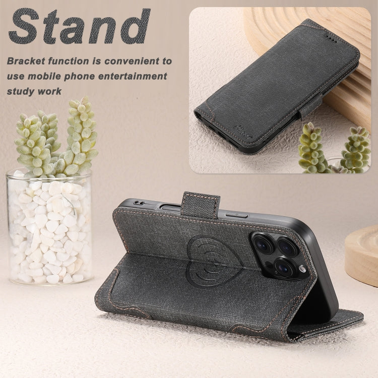 For iPhone 15 Plus Suteni J07 Multi-functional Horizontal MagSafe Denim Leather Phone Case(Black) - iPhone 15 Plus Cases by Suteni | Online Shopping UK | buy2fix