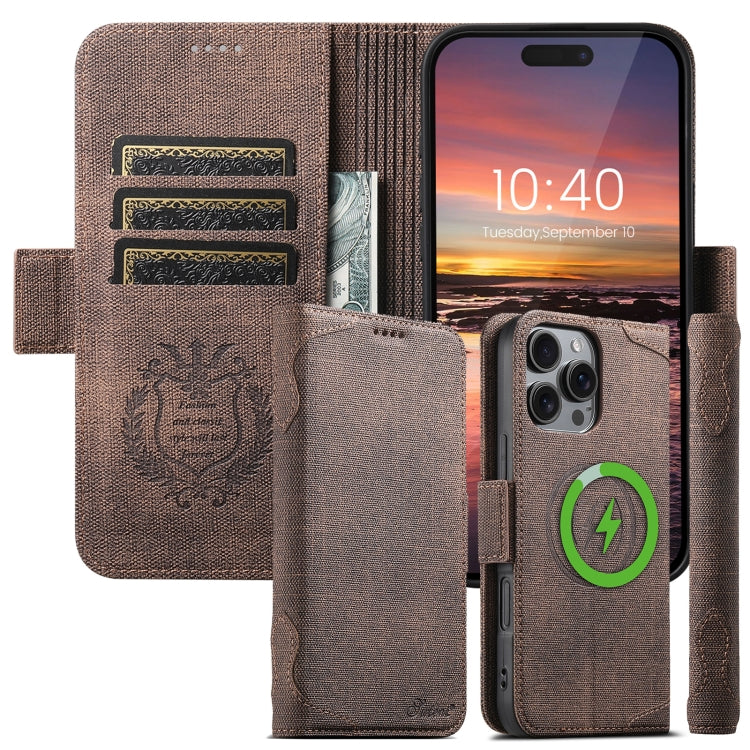 For iPhone 14 Pro Suteni J07 Multi-functional Horizontal MagSafe Denim Leather Phone Case(Black) - iPhone 14 Pro Cases by Suteni | Online Shopping UK | buy2fix