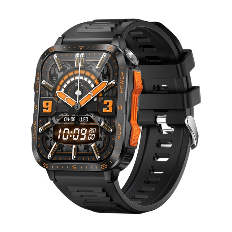 KT79 1.96 inch Color Screen Smart Watch, Support Bluetooth Call / Health Monitoring(Black Orange) - Smart Watches by buy2fix | Online Shopping UK | buy2fix