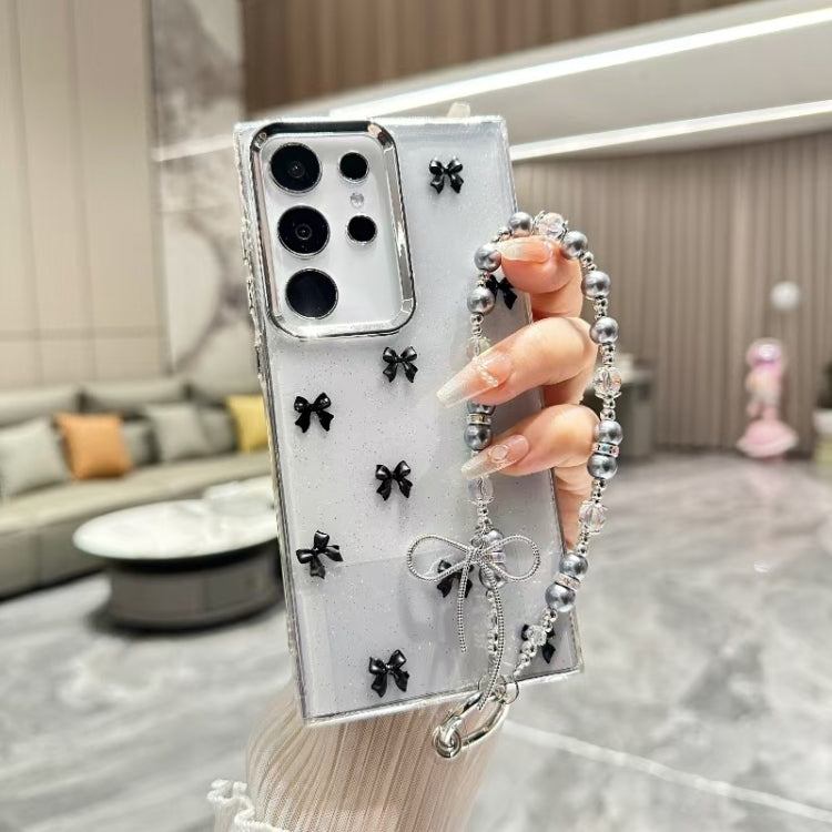 For Samsung Galaxy S25 Ultra 5G Little Fresh Bow Bracelet Chain TPU Phone Case(Black) by buy2fix