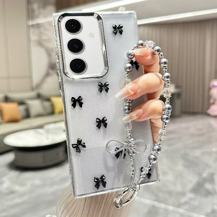 For Samsung Galaxy S25 5G Little Fresh Bow Bracelet Chain TPU Phone Case(Black) by buy2fix