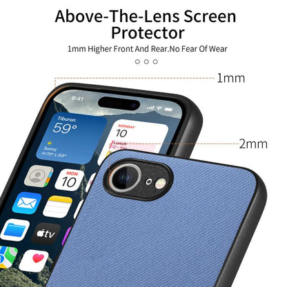 For iPhone 16e Twill Fabric Leather Skin Back Phone Case(Blue) - iPhone 16e Cases by buy2fix | Online Shopping UK | buy2fix