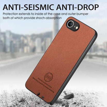 For iPhone 16e Twill Fabric Leather Skin Back Phone Case(Brown) - iPhone 16e Cases by buy2fix | Online Shopping UK | buy2fix