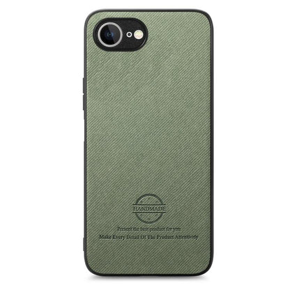 For iPhone 16e Twill Fabric Leather Skin Back Phone Case(Green) - iPhone 16e Cases by buy2fix | Online Shopping UK | buy2fix