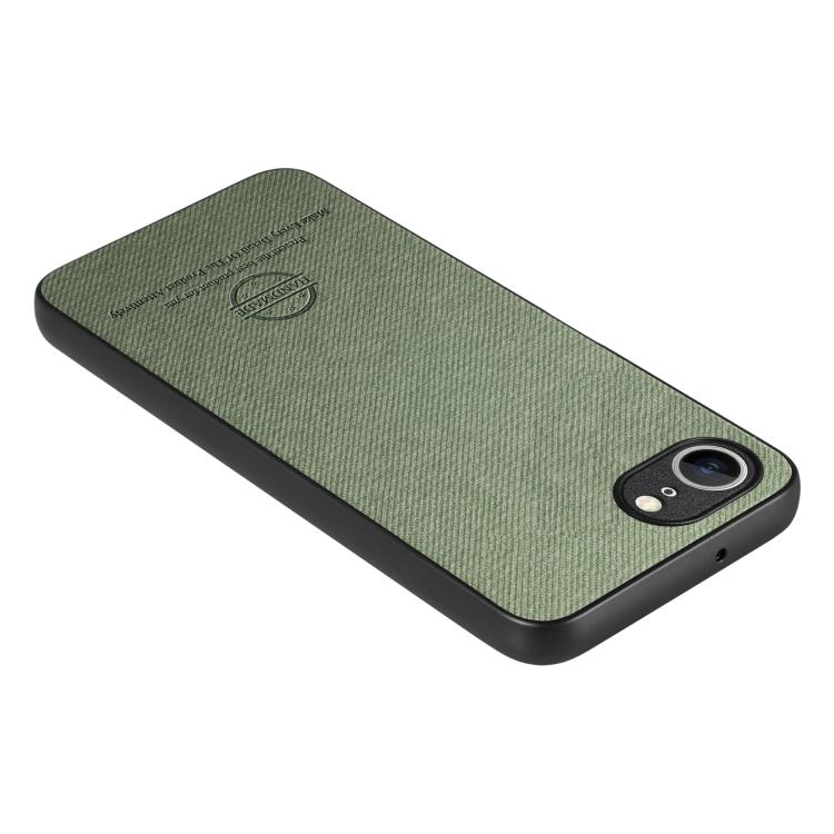 For iPhone 16e Twill Fabric Leather Skin Back Phone Case(Green) - iPhone 16e Cases by buy2fix | Online Shopping UK | buy2fix