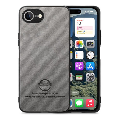 For iPhone 16e Twill Fabric Leather Skin Back Phone Case(Gray) - iPhone 16e Cases by buy2fix | Online Shopping UK | buy2fix