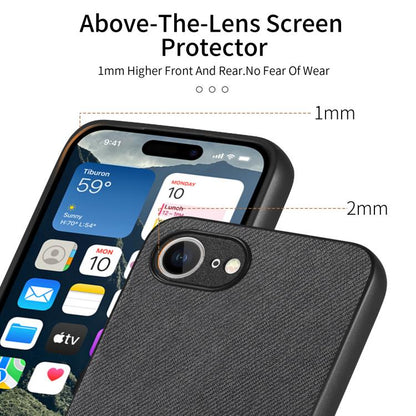 For iPhone 16e Twill Fabric Leather Skin Back Phone Case(Black) - iPhone 16e Cases by buy2fix | Online Shopping UK | buy2fix