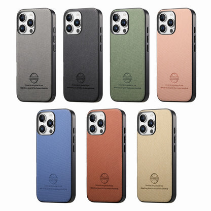 For iPhone 16e Twill Fabric Leather Skin Back Phone Case(Pink) - iPhone 16e Cases by buy2fix | Online Shopping UK | buy2fix