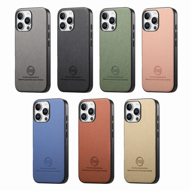 For iPhone 16e Twill Fabric Leather Skin Back Phone Case(Gray) - iPhone 16e Cases by buy2fix | Online Shopping UK | buy2fix