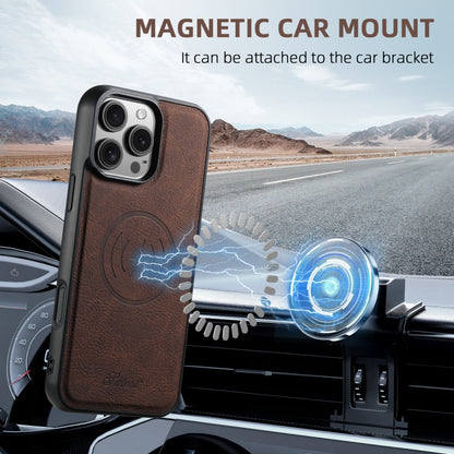 For Samsung Galaxy S23 5G Suteni H19 Litchi Texture 2-in-1 MagSafe Removable Card Case Back Phone Case(Brown) - Galaxy S23 5G Cases by Suteni | Online Shopping UK | buy2fix