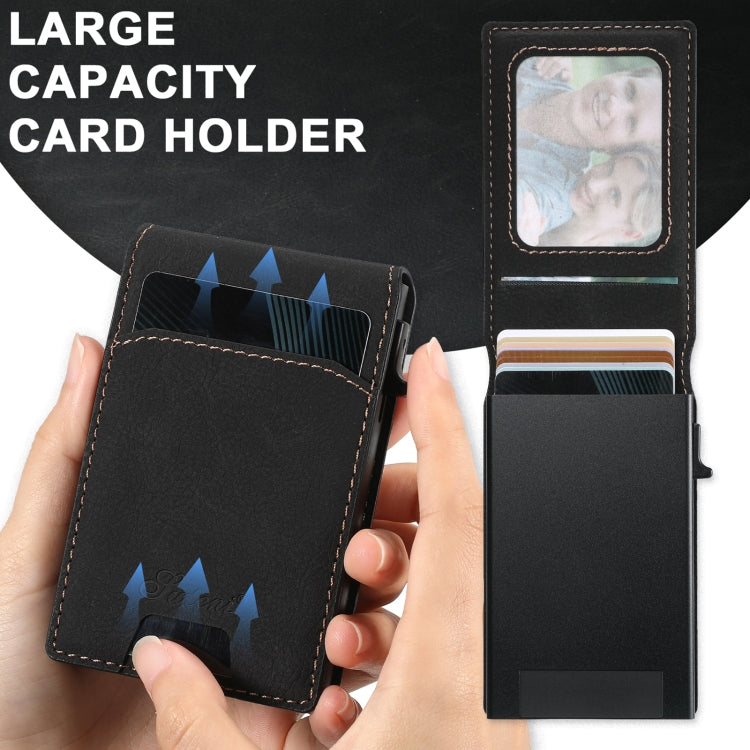 For Samsung Galaxy S22+ 5G Suteni H19 Litchi Texture 2-in-1 MagSafe Removable Card Case Back Phone Case(Black) - Galaxy S22+ 5G Cases by Suteni | Online Shopping UK | buy2fix