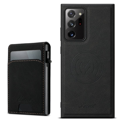 For Samsung Galaxy Note20 5G Suteni H19 Litchi Texture 2-in-1 MagSafe Removable Card Case Back Phone Case(Black) - Galaxy Note20 Cases by Suteni | Online Shopping UK | buy2fix