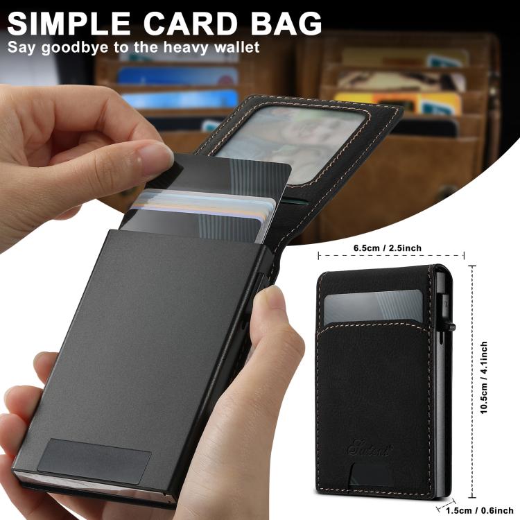 For Samsung Galaxy S25+ 5G Suteni H19 Litchi Texture 2-in-1 MagSafe Removable Card Case Back Phone Case(Black) - Galaxy S25+ 5G Cases by Suteni | Online Shopping UK | buy2fix