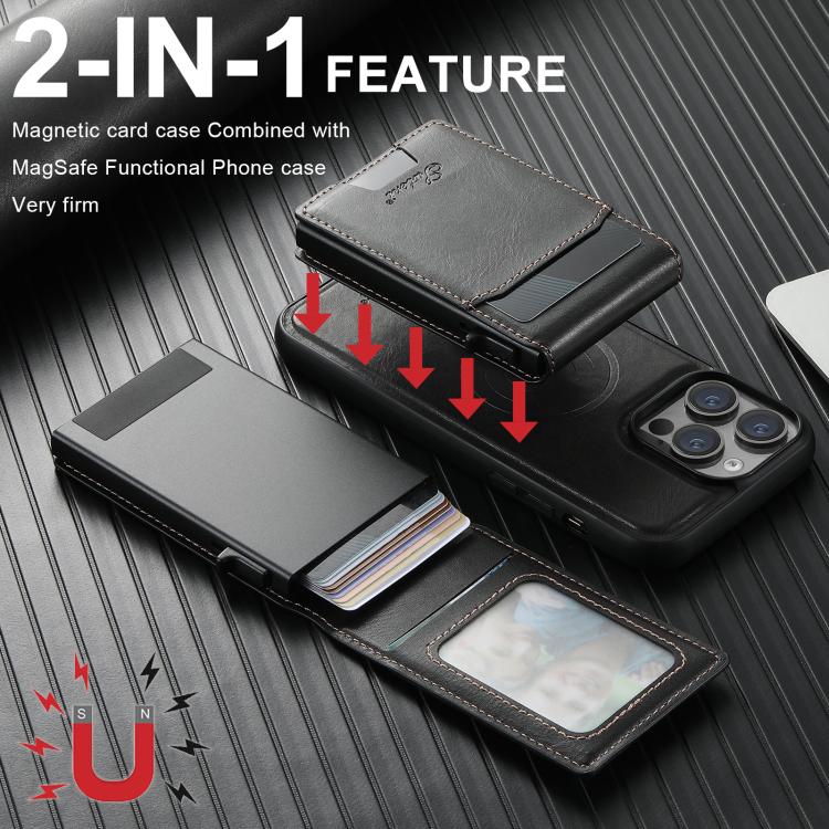 For Google Pixel 10 Pro Suteni H19 Oil Wax 2-in-1 MagSafe Removable Card Box Back Phone Case(Black) - Google Cases by Suteni | Online Shopping UK | buy2fix