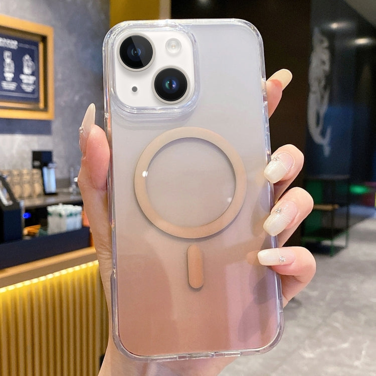 For iPhone 15 Gradient Transparent PC MagSafe Phone Case(Gradient Brown) - iPhone 15 Cases by buy2fix | Online Shopping UK | buy2fix