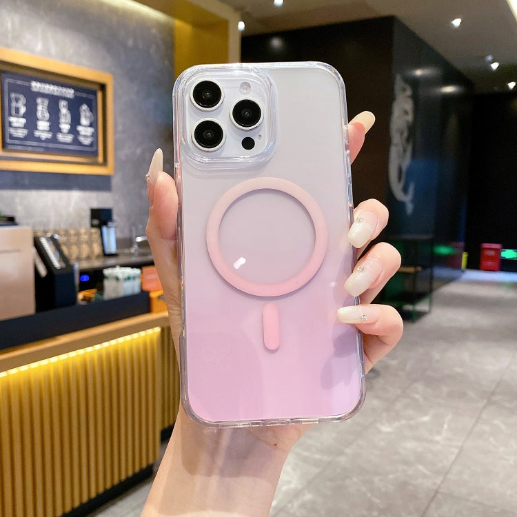 For iPhone 15 Pro Max Gradient Transparent PC MagSafe Phone Case(Gradient Pink) - iPhone 15 Pro Max Cases by buy2fix | Online Shopping UK | buy2fix