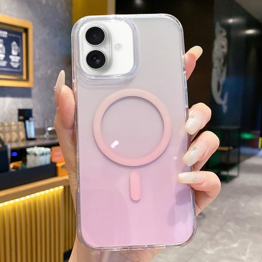 For iPhone 16 Plus Gradient Transparent PC MagSafe Phone Case(Gradient Pink) - iPhone 16 Plus Cases by buy2fix | Online Shopping UK | buy2fix