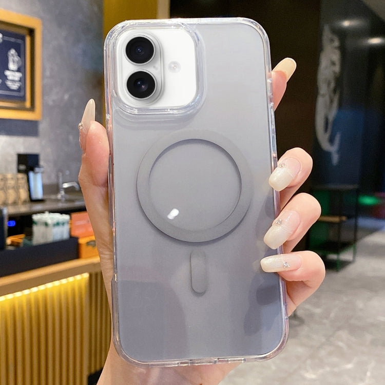 For iPhone 16 Gradient Transparent PC MagSafe Phone Case(Gradient Gray) - iPhone 16 Cases by buy2fix | Online Shopping UK | buy2fix