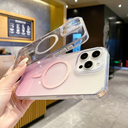 For iPhone 16 Plus Gradient Transparent PC MagSafe Phone Case(Gradient Pink) - iPhone 16 Plus Cases by buy2fix | Online Shopping UK | buy2fix