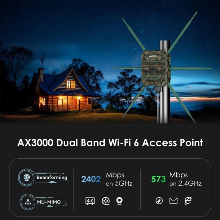 WAVLINK WN588HX3 AX3000 Outdoor WiFi Extender with 6 Antennas Dual Band WiFi Repeater, Plug:UK Plug - Wireless Routers by WAVLINK | Online Shopping UK | buy2fix
