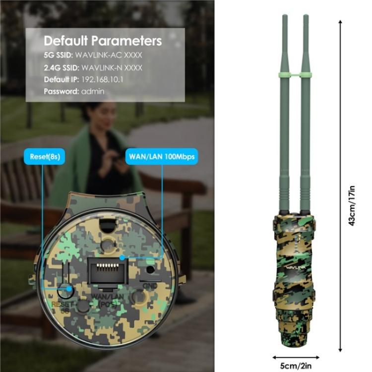 WAVLINK WN570HA2 IP67 Waterproof Outdoor WiFi Extender AC1200 Dual Band Wireless Router, Plug:EU Plug - Wireless Routers by WAVLINK | Online Shopping UK | buy2fix