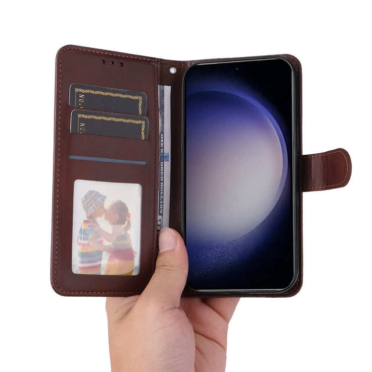 For Samsung Galaxy S25+ 5G ENKAY Card Wallet Calf Texture Leather Phone Case with Screen Film(Blue) by ENKAY