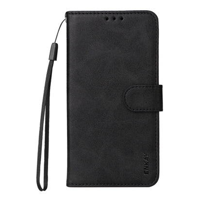For Samsung Galaxy S25 Ultra 5G ENKAY Card Wallet Calf Texture Leather Phone Case with Screen Film(Black) by ENKAY