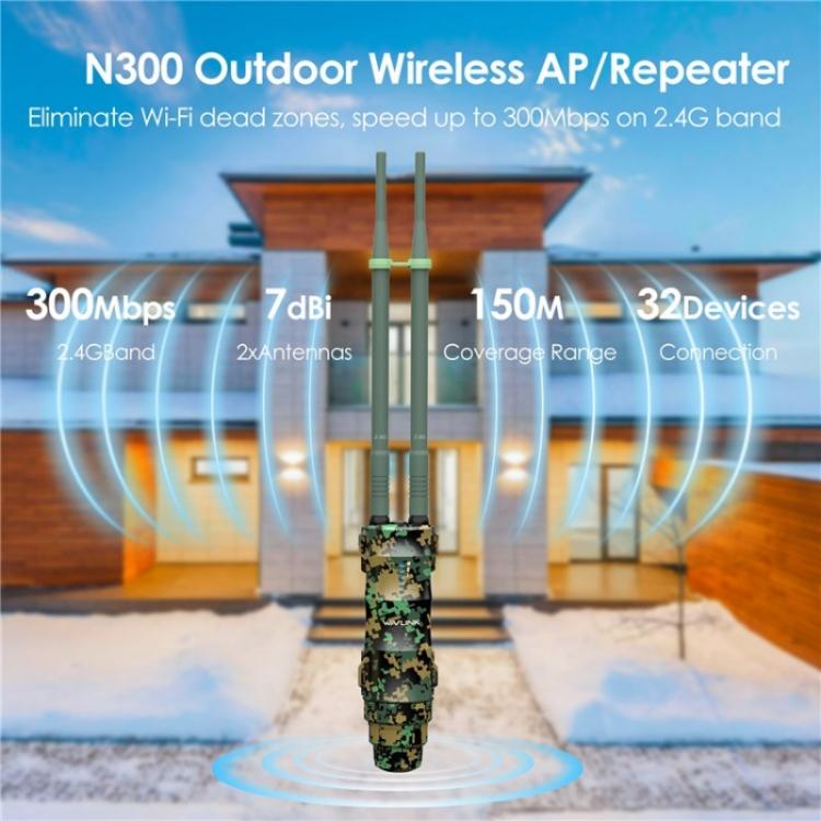 WAVLINK WN570HN2 Poe Weatherproof WiFi Extender 300Mbps High Power Outdoor Router, Plug:EU Plug - Wireless Routers by WAVLINK | Online Shopping UK | buy2fix