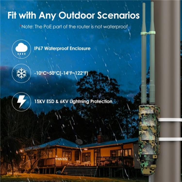 WAVLINK WN570HN2 Poe Weatherproof WiFi Extender 300Mbps High Power Outdoor Router, Plug:US Plug - Wireless Routers by WAVLINK | Online Shopping UK | buy2fix