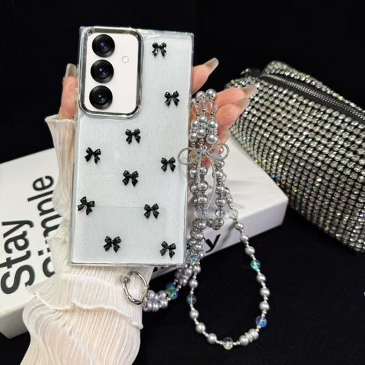 For Samsung Galaxy S25 5G Little Fresh Bow Neck Chain TPU Phone Case(Black) by buy2fix