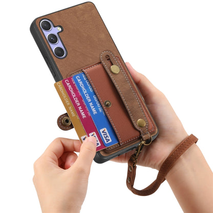 For Samsung Galaxy S25 Ultra 5G Retro Cross Wristband Wallet Leather Back Phone Case(Brown) - Galaxy S25 Ultra 5G Cases by buy2fix | Online Shopping UK | buy2fix