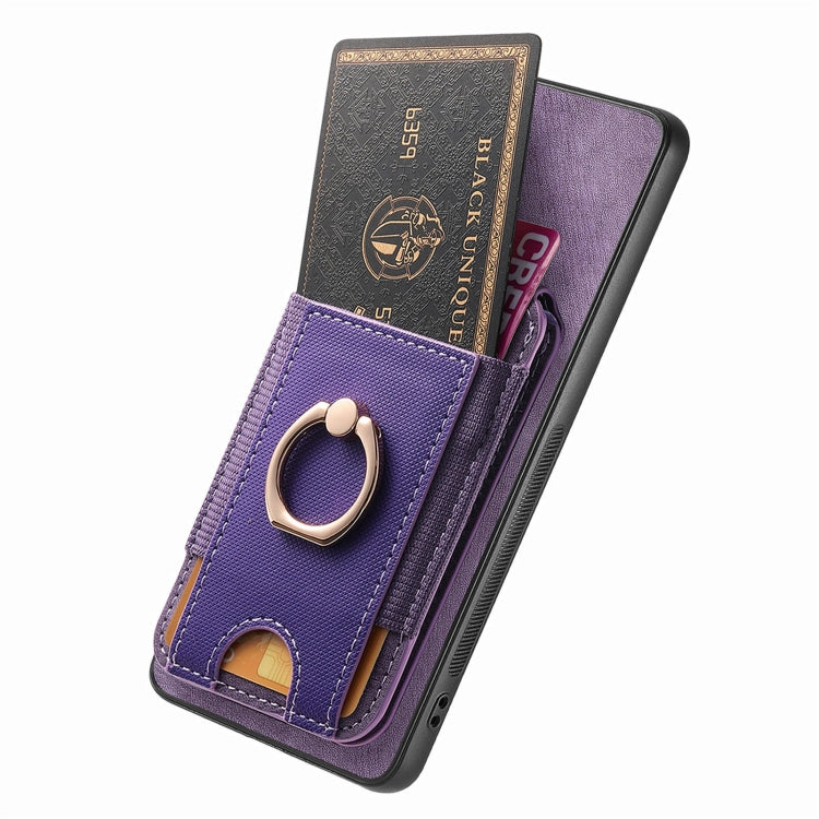 For Samsung Galaxy S25 5G Retro Splitable Magnetic Stand Card Bag Leather Phone Case(Purple) by buy2fix