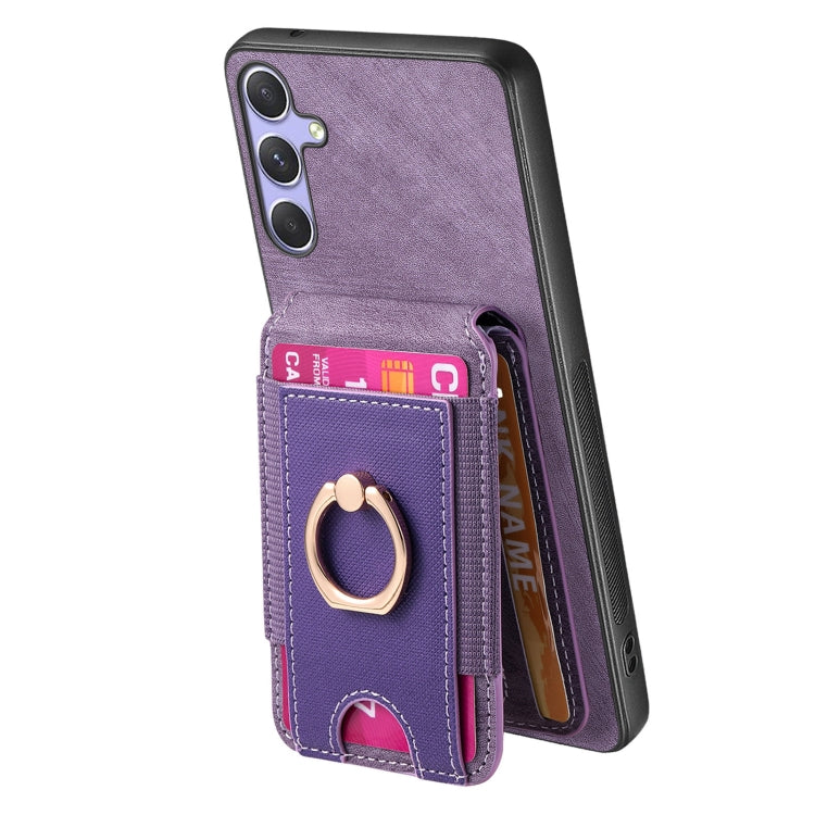 For Samsung Galaxy S25 5G Retro Splitable Magnetic Stand Card Bag Leather Phone Case(Purple) by buy2fix