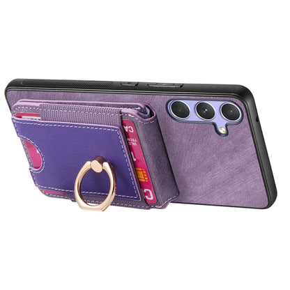 For Samsung Galaxy S25 5G Retro Splitable Magnetic Stand Card Bag Leather Phone Case(Purple) by buy2fix