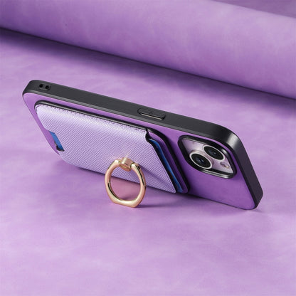 For Samsung Galaxy S25 Ultra 5G Retro Cross Leather Ring Vertical Insert Card Bag MagSafe Phone Case(Purple) by buy2fix