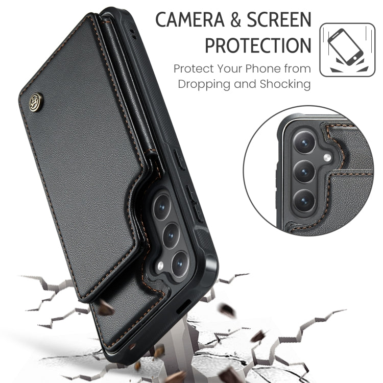 For Samsung Galaxy S25 5G CaseMe C22 Card Slots Holder RFID Anti-theft Phone Case(Black) by CaseMe