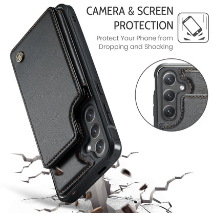 For Samsung Galaxy S25 5G CaseMe C22 Card Slots Holder RFID Anti-theft Phone Case(Black) by CaseMe