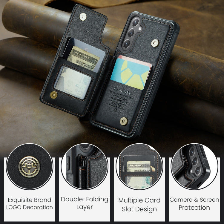 For Samsung Galaxy S25 5G CaseMe C22 Card Slots Holder RFID Anti-theft Phone Case(Black) by CaseMe