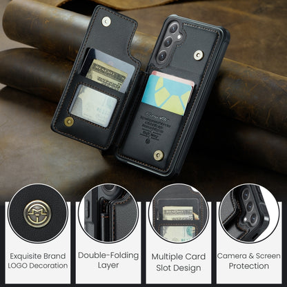 For Samsung Galaxy S25 5G CaseMe C22 Card Slots Holder RFID Anti-theft Phone Case(Black) by CaseMe