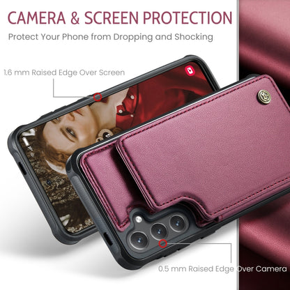 For Samsung Galaxy S25 5G CaseMe C22 Card Slots Holder RFID Anti-theft Phone Case(Red) by CaseMe