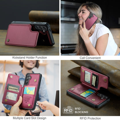 For Samsung Galaxy S25 5G CaseMe C22 Card Slots Holder RFID Anti-theft Phone Case(Red) by CaseMe