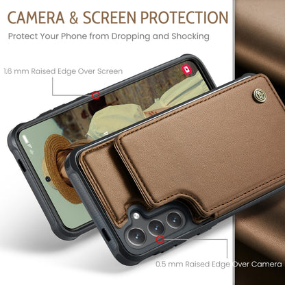 For Samsung Galaxy S25+ 5G CaseMe C22 Card Slots Holder RFID Anti-theft Phone Case(Brown) by CaseMe
