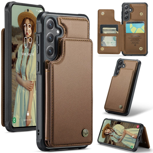 For Samsung Galaxy S25+ 5G CaseMe C22 Card Slots Holder RFID Anti-theft Phone Case(Brown) by CaseMe